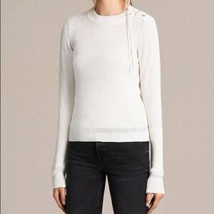 All Saints Ivory Crew Neck Sweater